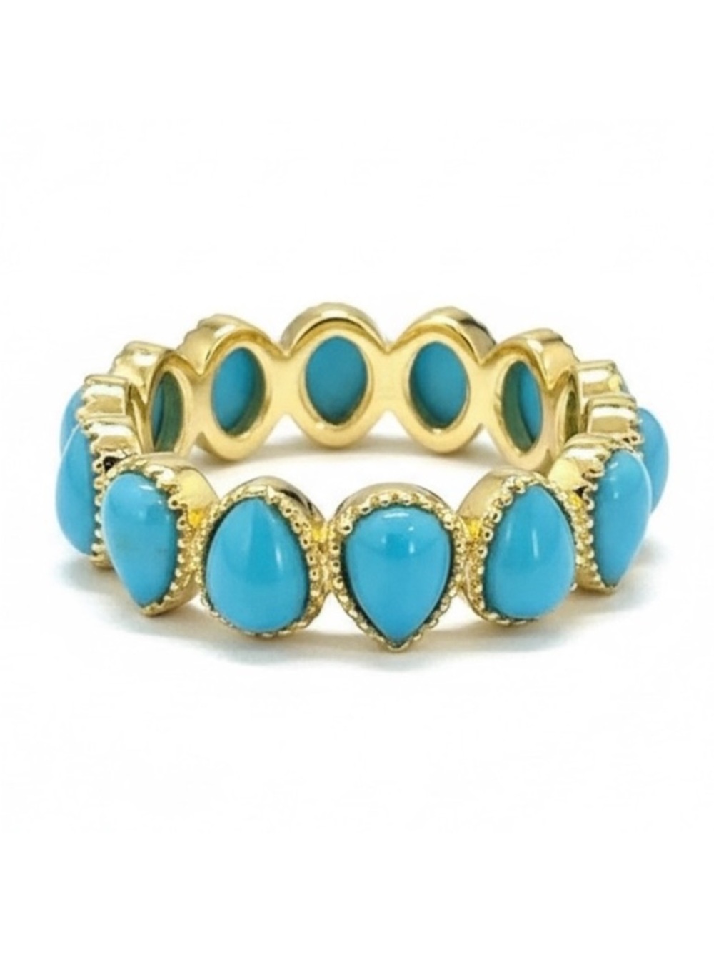 NWT Savvy Cie Jewels Simulated Turquoise Eternity Ring